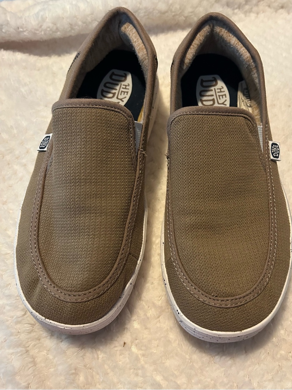 Women’s  Hey Dude Olive Brown Canvas Slip-On Loafers